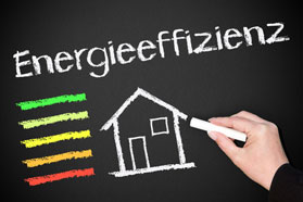 Tafel mit Aufschrift Energieeffizienz